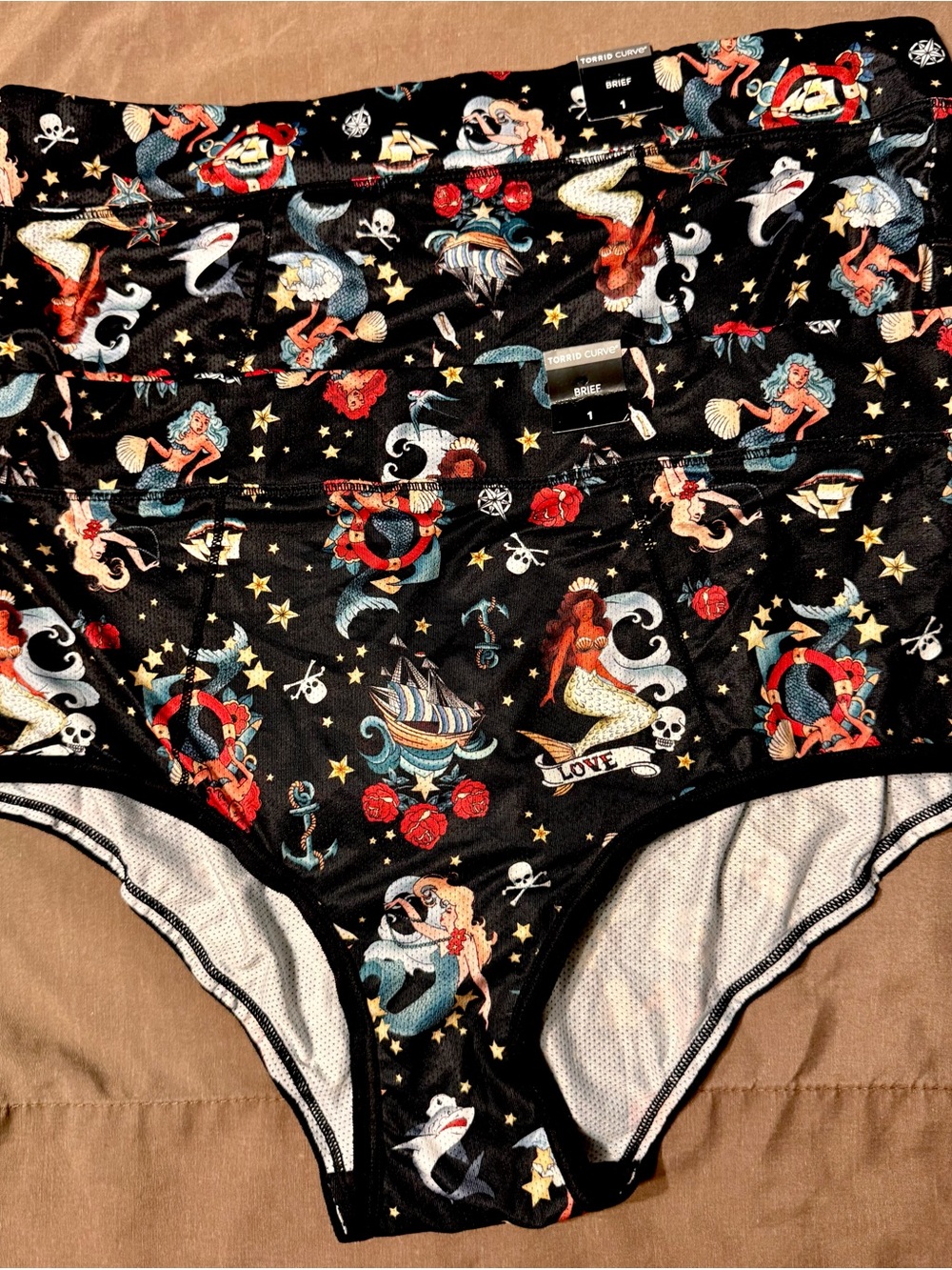 🖤 TORRID 🖤 2 pair of Black Sink or Swim Tattoo High-Waist Brief Panty